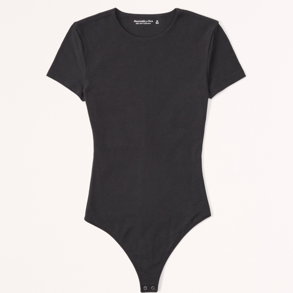 Abercrombie & Fitch Short-Sleeve Cotton-Blend Seamless Fabric Crew Bodysuit XL